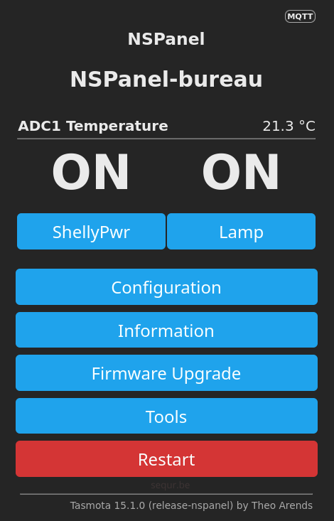 WebUI of the NSPanel